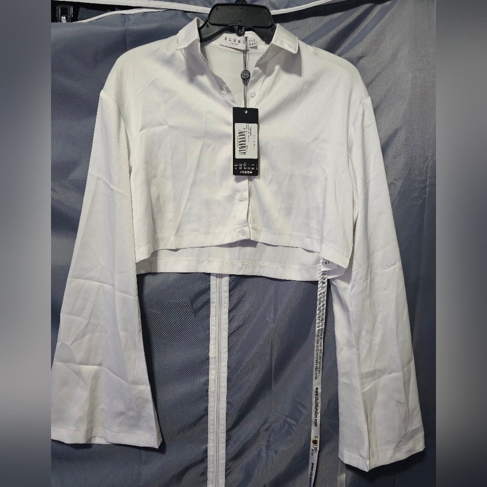 Club L London Satin White Blouse